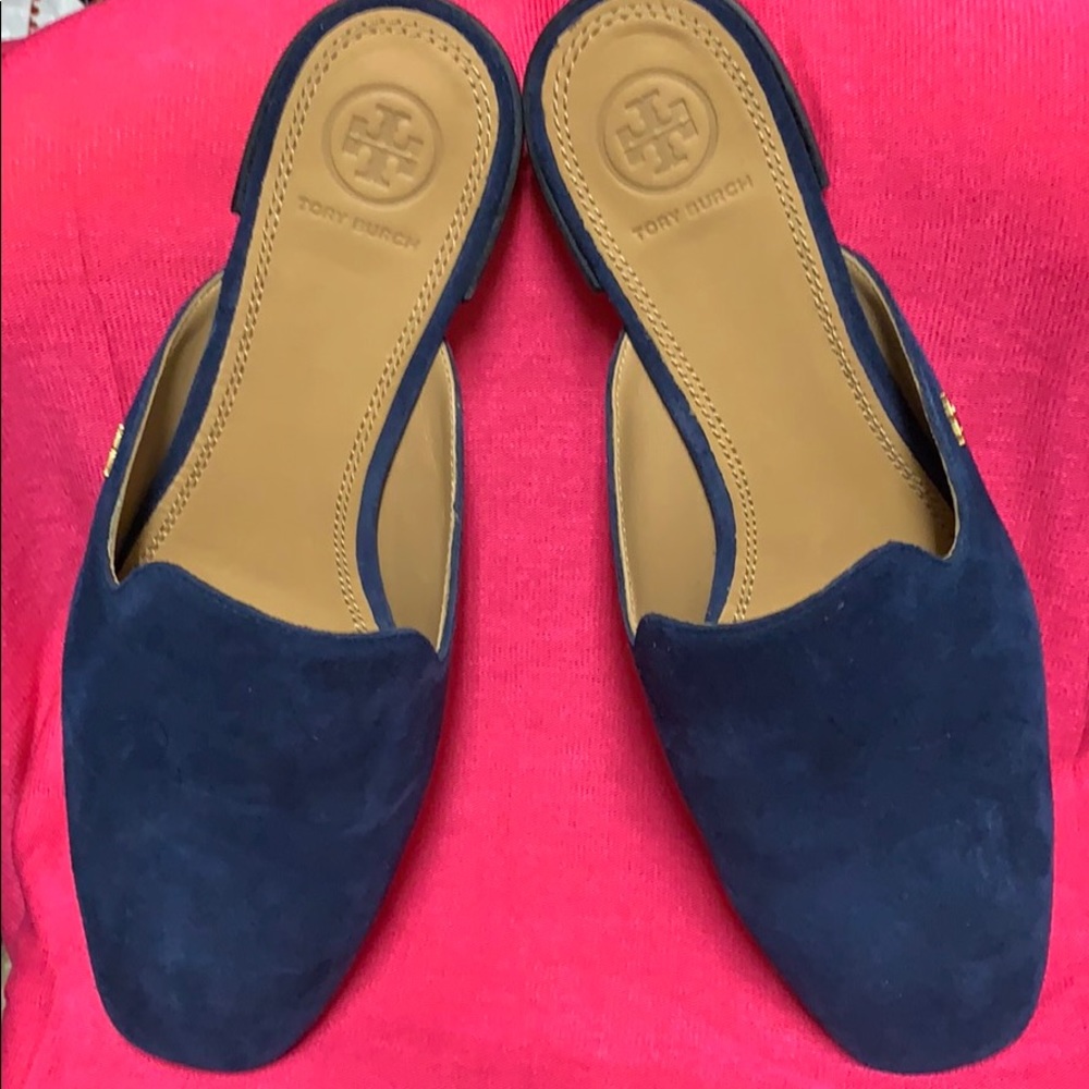 Tory Burch Blue Suede Mules☘️☘️🌸Brand New🌷🌷